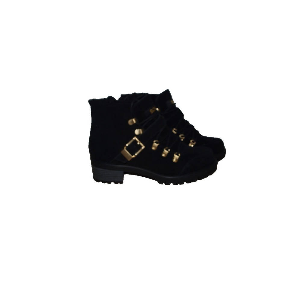 Sporto Katie Boots Women's 9 Suede Zip Buckle Ankle Boots 1/2" Heel Black